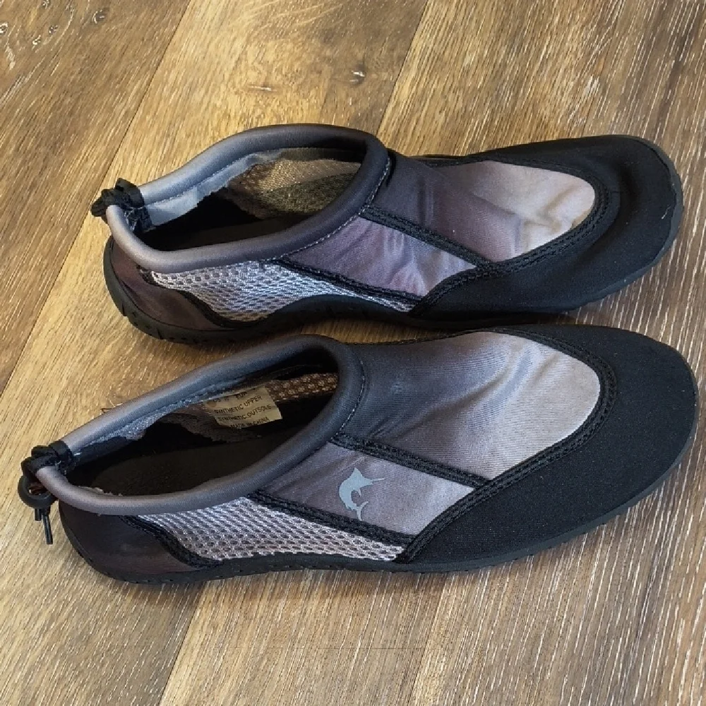 Reel Legends Black and Gray Slip On Boat Shoes